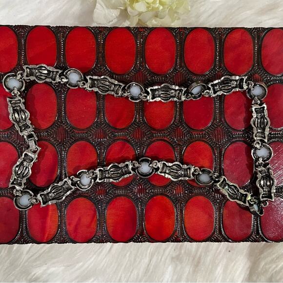 NEW Sundance Vintage Mexican Sterling Silver Glass Chunky Link Clasp Necklace 18 - Picture 13 of 14